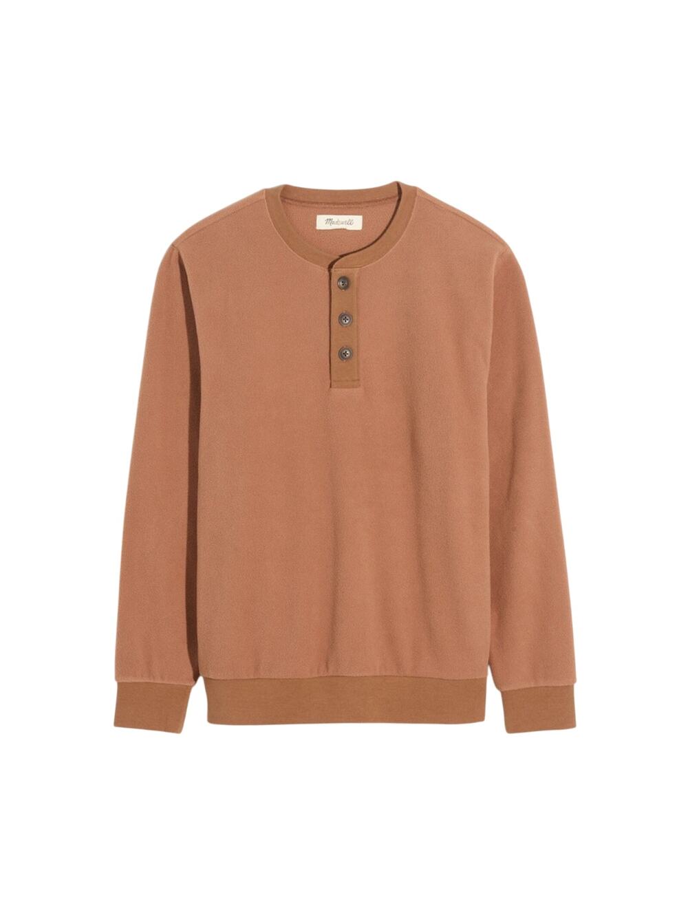 Madewell Men’s (Re)Sourced Fleece Henley Tee Brown and Navy Mens size XXL